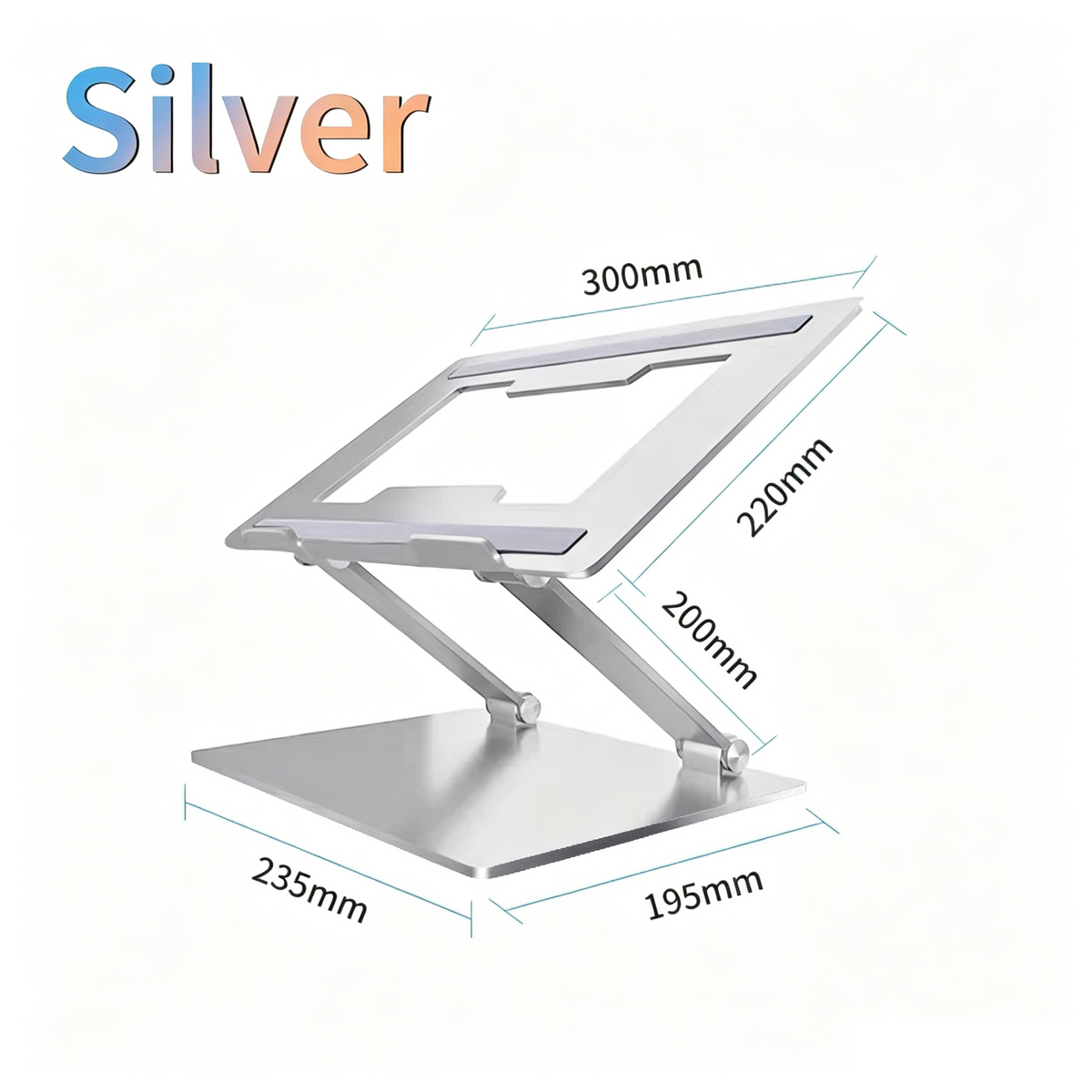 Dual‑Shaft Adjustable Aluminum Laptop Riser Stand, Supports Laptop & Tablet