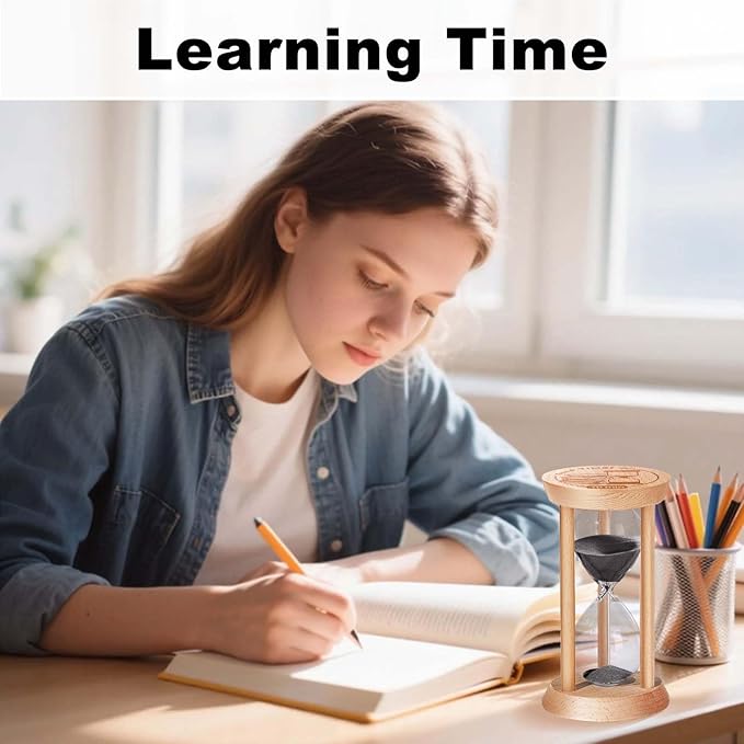 15 Minute Hourglass, 15 Min Wooden Sand Timer, Wood Sand Watch, Ten Minute Mini Hour Glass, Reloj De Arena, Small Sandglass for Toothbrush Timer, Cooking, Decorative, Work, Game, Gift, Black