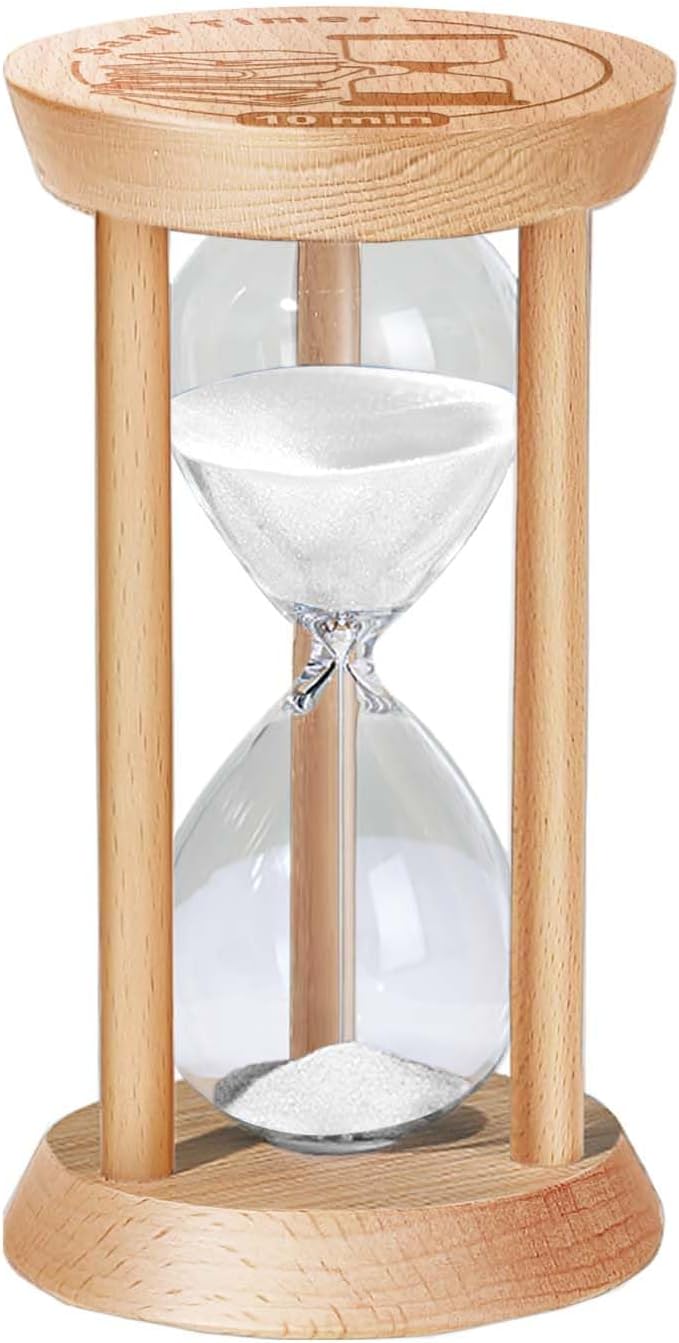 20 Minute Sand Timer Hourglass, 20 Min Wooden Sand Clock, One Minute Wood Hour Glass, Mini Reloj De Arena, Small Sandglass for Toothbrush Timer, Cooking, Decorative, Work, Game, Gift, White
