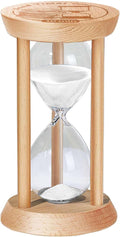 10 Minute Sand Timer Hourglass, 10 Min Wooden Sand Clock, Ten Minute Wood Hour Glass, Mini Reloj De Arena, Small Sandglass for Toothbrush Timer, Cooking, Decorative, Work, Game, Gift, White
