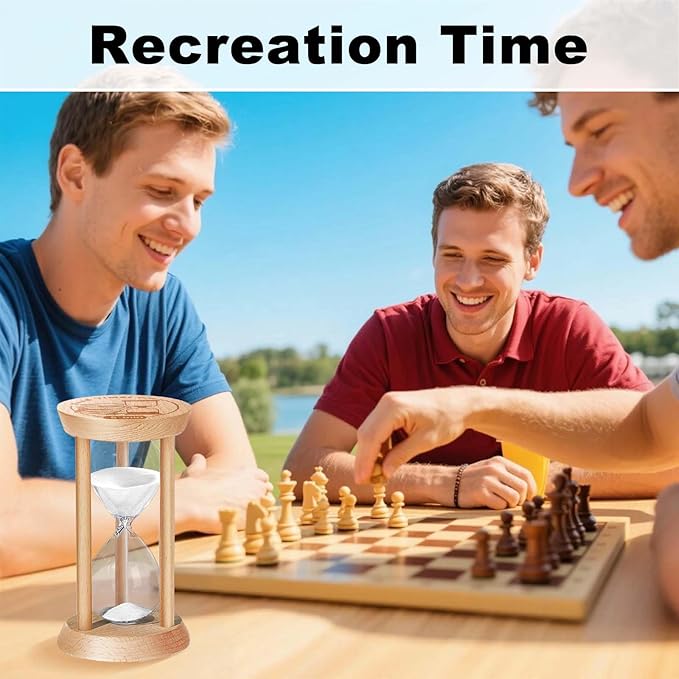 10 Minute Sand Timer Hourglass, 10 Min Wooden Sand Clock, Ten Minute Wood Hour Glass, Mini Reloj De Arena, Small Sandglass for Toothbrush Timer, Cooking, Decorative, Work, Game, Gift, White
